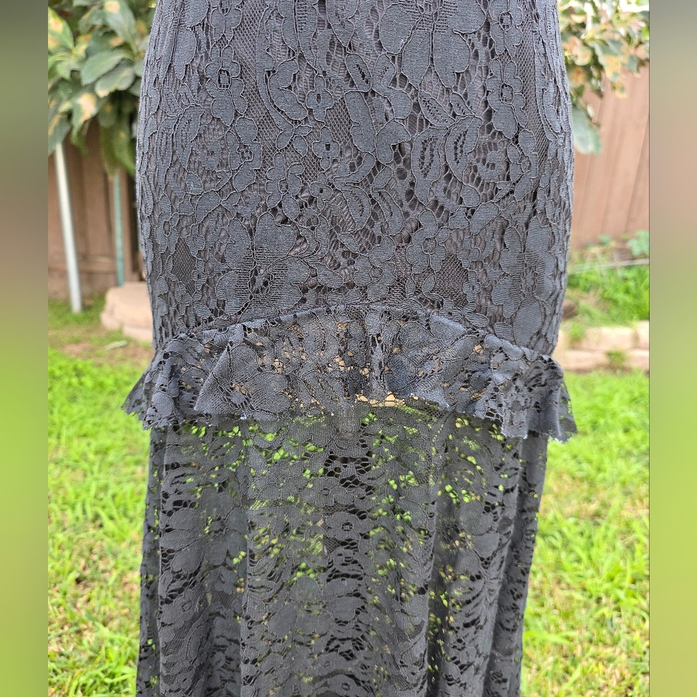 La Pateau Long Black Intricate Lace Dress Size Small Witchy Goth - Picture 9 of 13